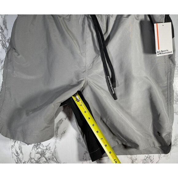 Sports Illustrated Mens 9 inch Volley Swim Trunk Gray/Black  Size  L NWT - Picture 5 of 10